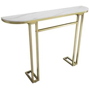 GUAWJRZDP Consoletafel, Haltafel Met Marmeren Tafelblad, Console Tafel Met Metalen Frame, Moderne Decoratieve Tafel Dressoir, Smalle Consoletafel, for Woonkamerhal(White+Gold,L120cm/47.2in)