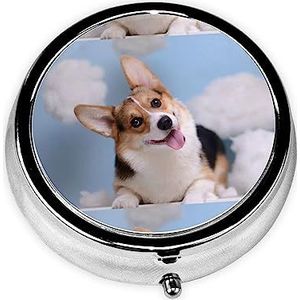 Corgi Dogs Pill Box 3 Compartiment Kleine Pillenetui voor Pocket & Portemonnee, Draagbare Reizen Pil Organizer Houder om Vitaminen Medicatie vast te houden