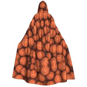 WURTON Halloween Kerstfeest Basketbal Oranje Print Volwassen Hooded Mantel Prachtige Unisex Cosplay Mantel