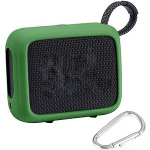 Luidspreker siliconen hoes met karabijnhaak beschermhoes schokbestendige reisdraagtas cover voor JBL GO 4 draagbare BT-luidspreker (groen)