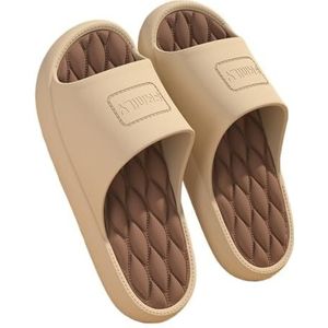 fengqingyunyan0304 Zachte dikke zool, comfortabele indoorpantoffels, voor dames en heren, kaki, 40 EU