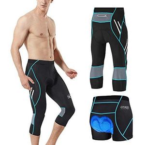 MEETWEE Fietsbroek 3/4 voor heren, luchtdoorlatende 3D-gecomprimeerde gevoerde fietsbroek, capri-legging voor wielrenner, fietskleding