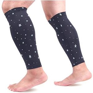 EZIOLY Night Sky and Stars Sport Kalf Compressie Mouwen Been Compressie Sokken Kalf Guard voor hardlopen, fietsen, moederschap, reizen, verpleegkundigen
