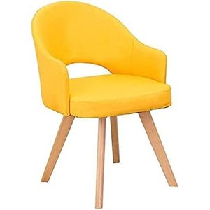 GEIRONV Moderne stoffen eetkamerstoel, for woonkamer slaapkamer keukenstoelen met houten poten gestoffeerde stoel Accent vrijetijdsstoelen Eetstoelen (Color : Yellow, Size : 48x46x78cm)
