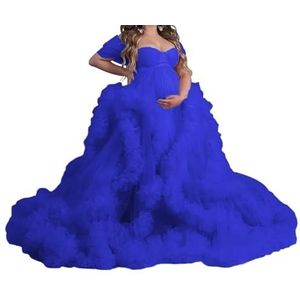 WSEYU Mouwloze tule zwangerschapsjurken voor vrouwen met bustier babyshower, zwangerschapsjurken, grote maten, koningsblauw, 32