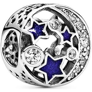 Pandora Fonkelende nachthemel bedel sterling zilver 8,6 x 11,2 x 11,2 mm (T/H/B), Eén maat, email
