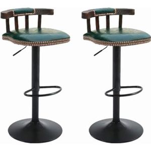 Bistrokruk Barkrukken Barkruk In Hoogte Verstelbare Krukstoelen Set Van 2 Metalen Barkruk Hefhoge Krukken Lederen Tegenkrukken Barstoel Barstoelen(Dark green)