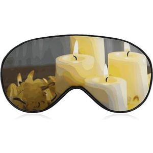 Zachte verduisterende slaap oogmasker gele vlinder met witte kaarsen reizen ooghoezen nul oogdruk super lichtgewicht zijdezachte blinddoek met verstelbare riem voor vrouwen mannen
