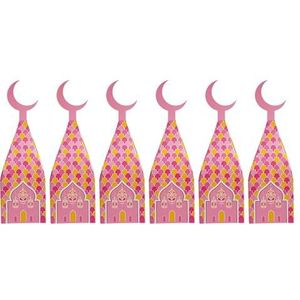 Colcolo 6 stuks Eid Mubarak snoepdozen Festival geschenkdoos Lichtgewicht praktische islamitische moslim geschenken verpakking, ROZE