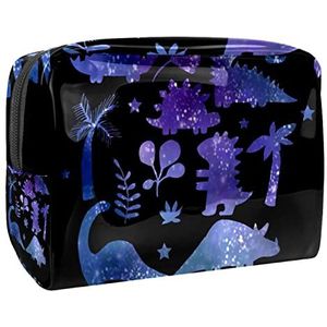 Make-uptas voor dames,waterdichte make-uptas,cosmetische reistas,Dinosaur Space Snowflake paars Afdrukken