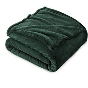 Fleece Deken, Deken Sofa 130 x 160 cm, Kinderflanel Bed Deken, Super Zacht - Donkergroen