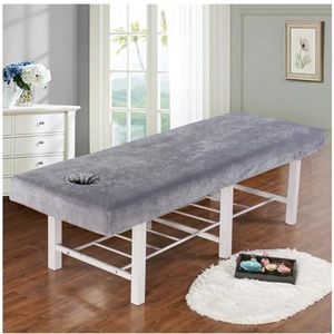 JMORCO Massagebedhoes, dik, fluweel, schoonheidssalon, massagetafel, hoeslaken, huidvriendelijke massageplaat, SPA-bedovertrek met gat (grijs, 190 x 80)