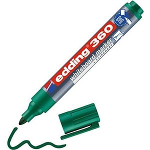 edding 360 whiteboard marker - groen - 1 whiteboard pen - ronde punt 1,5-3 mm - whiteboard pen droog doekje - enkele pen