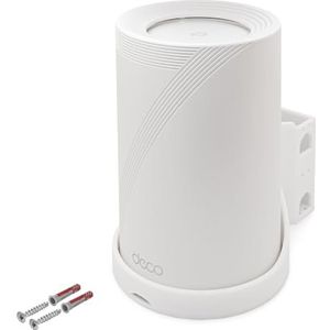 Wandhouder geschikt voor TP-Link Deco BE65 Wi-Fi 7 Mesh WLAN BE9300 | 2 stuks | Stevige houder met kabelmanagement en luchtcirculatie | Wandmontageset incl. pluggen en schroeven