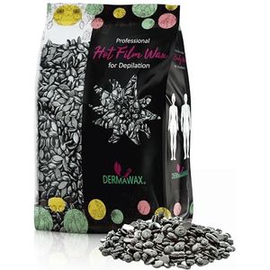 Dermawax 1 kg Black Silver Waxparels – Heetwas voor Harenverwijdering voor Gezicht, Rug, Armen, Benen, Bikinilijn en Gevoelige Gebieden – Geschikt voor Mannen en Vrouwen (1 kg, Black Silver)