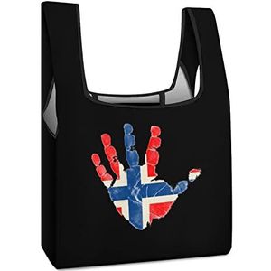 Noorse Vlag Palm Herbruikbare Boodschappentassen Opvouwbare Boodschappentassen Grote Vouwbare Tote Bag met Lange Handvatten