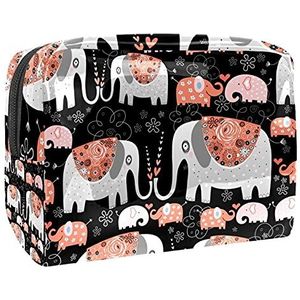 Make-up tas PVC toilettas met ritssluiting waterdichte cosmetische tas met boho-olifant bloemenprint voor vrouwen en meisjes