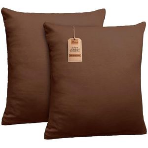 NatureMark 2-pack jersey kussensloop kussenslopen zijslaper nekkussen vele maten en kleuren OEKO-TEX (40 x 40 cm, chocoladebruin)