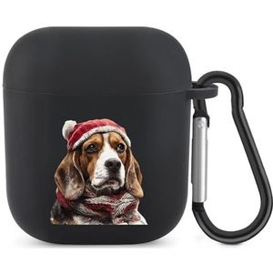 Winter Beagle Hond Leuke Case Voor AirPods 2&1 Schokbestendige Beschermende Hoofdtelefoon Gevallen Cover Met Sleutelhanger Voor Mannen Vrouwen