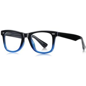 moomoobird Big Square Bril TR90 Frame Retro Gases Frame voor Vrouwen Mannen Trendy, Zwart Blauw Frame