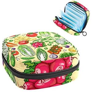 Periode Pouch Draagbare Tampon Opbergtas,Tampon Houder voor Portemonnee Vrouwelijke Product Organizer,Plantaardige Wortel Tomaat, Meerkleurig, 4.7x6.6x6.6 in/12x17x17 cm