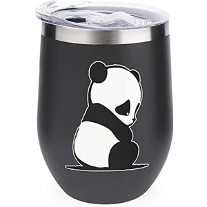 Sad Panda herbruikbare koffiebekers roestvrij staal geïsoleerde reismok dubbelwandige wijnbeker zwart-stijl