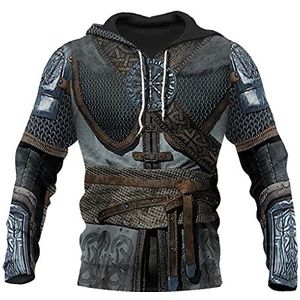 Heren Vikingen Armor Hoodies 3D Gedrukte Warrior's Nieuwigheid Pullover Fall Casual Trekkoord Harajuku Sweatshirt Met Lange Mouwen,A202107hoodie,XL