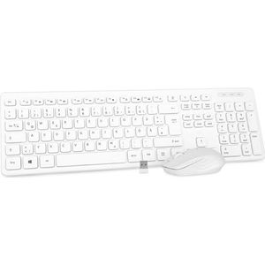 Rii Toetsenbord Muisset draadloos, draadloos toetsenbord met muis, draadloos toetsenbord en muis, voor pc/laptop/Windows/Smart TV, Duitse lay-out - wit