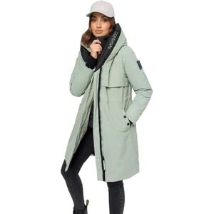 Navahoo Winterjas dames designer winterjas lange mantel met hoge kraag B970, Smokey-Mint, M