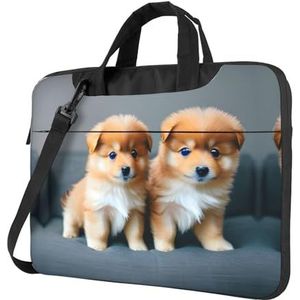 SSIMOO Gekleurde strepen verticale stijlvolle en lichtgewicht laptop messenger bag, handtas, aktetas, perfect voor zakenreizen, Pomeranians Puppies en punt 1, 15.6 inch