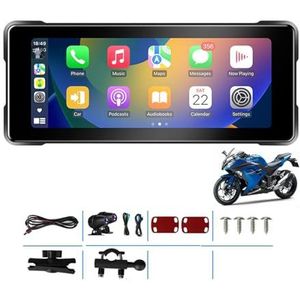 7"" Motorfiets Navigatie Draadloos CarPlay & Android Auto Draagbaar Smart Display GPS IPX7 Waterdicht HD-opnamecamera(128G Dual lens)