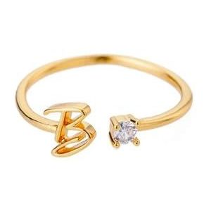 A-Z Initiaal Ringen voor Vrouwen Open Verstelbare Roestvrij Staal Trouwring Trend Gouden Kleur Paar Sieraden Accessoires -7-B-verguld