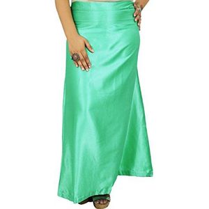 Indiase satijnen zijden Petticoat Bollywood Solid Inskirt voering voor Sari, Zee Groen, one size