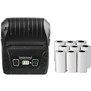 printer, 58mm Bluetooth-bonprinter Draadloze USB-poort Bonprinter POS Draagbare Impresora(Black add 9Rolls)