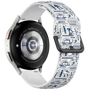 Sportieve zachte band compatibel met Samsung Galaxy Watch 6 / Classic, Galaxy Watch 5 / PRO, Galaxy Watch 4 Classic (Ski Snowboard Club) Siliconen armband Strap Accessoire