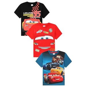 Disney Jongens auto's 3 Pack Kids T-shirts Kinderen Multipack T-shirt, Meerkleurig, 5-6 jaar