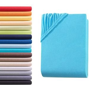 Hometex Premium Textiles Hoeslaken hoeslaken tot 23 cm hoogte | Sheets Jersey 100% katoen | 120-130x200 cm turquoise | Oeko-TEX® Standard 100 | Vele maten en kleuren verkrijgbaar