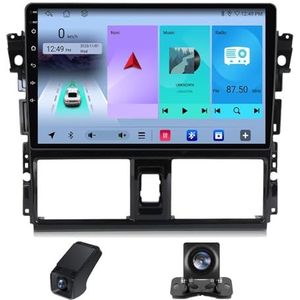 Android autoradio 2 Din geldt voor Toyota Vios XP150 2013-2020 met Draadloze Carplay Android Auto GPS Navi WiFi 9 inch met Bluetooth FM/RDS+ Achteruitrijcamera/Stuurwielbediening(C10)