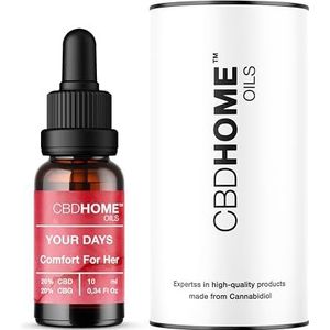 CBD HOME Oils - Olie voor Menstruatiesymptomen - Arganolie + Kokosolie (MCT) + Kurkuma + CBD 20% + CBG 20% - 10 ml - Bestrijdt symptomen - Gecertificeerde Cannabinoïden 4.000 mg - Gemaakt in de EU