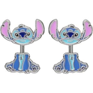 Disney Lilo en Stitch Blauw en paars kostuum emaille oorbellen EH00073RL, Eén maat, Metaal, Abalone