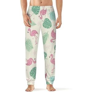 Flamingo And Leaf Herenpyjama, zachte loungebroek met zak, slaapbroek, loungewear