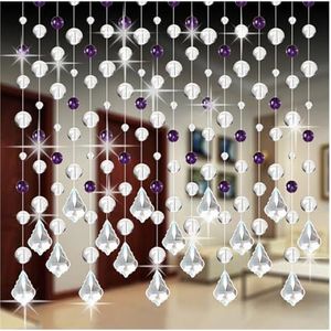 LSYHHXC Kralen gordijnen 10 stuks kristal kraal gordijn 1 m kristal glas kraal gordijn luxe woonkamer slaapkamer raam deur bruiloft decor 635 (kleur: paars)