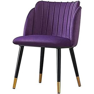 GEIRONV 1 stks moderne fluwelen eetkamerstoel, woonkamer fauteuil kantoor receptie stoel gestoffeerde rugleuning metalen poten eetkamerstoelen Eetstoelen (Color : Purple, Size : 49x47x80cm)