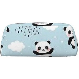 OUSIKA Panda wolk make-up tas lederen etui reizen toilettas cosmetische tas dagelijkse opbergtas voor vrouwen, Zilver, Eén maat