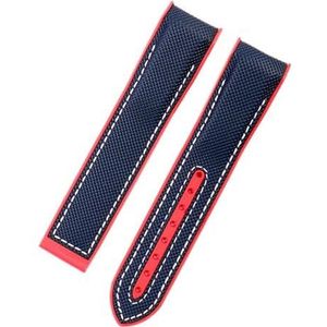 DKWOIS 20mm22mm Horlogeband Compatibel met Omega Seamaster 300 Ocean Speedmaster 8900 Planet Ocean Vouwsluiting Siliconen Horlogeband Nylon Canvas(Blue white red,20mm)