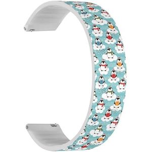 RYANUKA Solo Loop Strap compatibel met Amazfit GTS 4 / GTS 4 Mini / GTS 3 / GTS 2 / GTS 2e / GTS 2 mini / GTS (Pinguins Christmas Trappings) Quick-Release 22 mm rekbare siliconen band band accessoire,