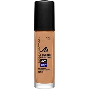 Manhattan Lasting Perfection 25 uur make-up, True Nude 66, hydraterende foundation, langdurig, hoge dekking, voor een perfecte teint, 30 ml