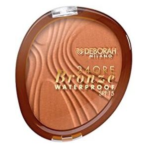 Deborah Milano Compact gezicht, 24 uur, brons SPF 15, 01 Light Rose, bronzer van textuur waterdicht en duurzaamheid, geeft een heldere en natuurlijk gebruinde huid, 12 g