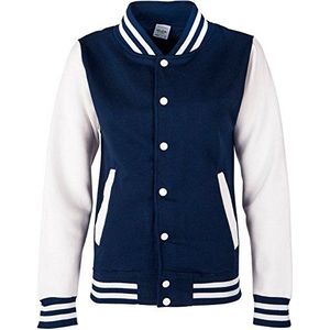 Ezyshirt Collegejack voor dames, heren en kinderen, Dames | Navy - Wit, S