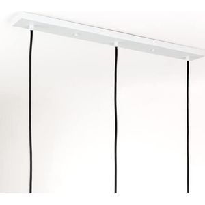 Plafondbaldakijn voor lamp, baldakijn, langwerpig rechthoekig, verdeeldoos met 3 kabeluitlaten (L 70 x H 2,2 x B 8 cm), wit - ideaal voor eettafel